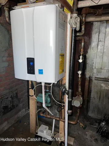 an outdoor space with furniture