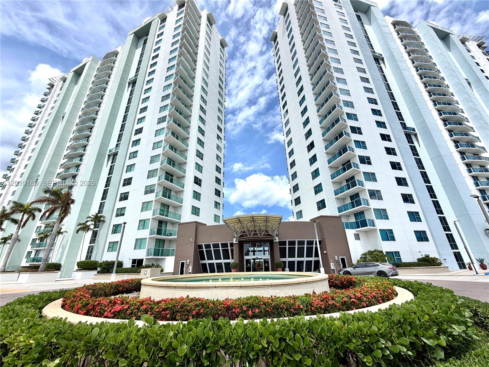 a front view of a multi story building