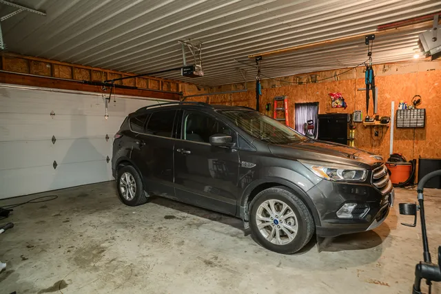 a view of a car in garage