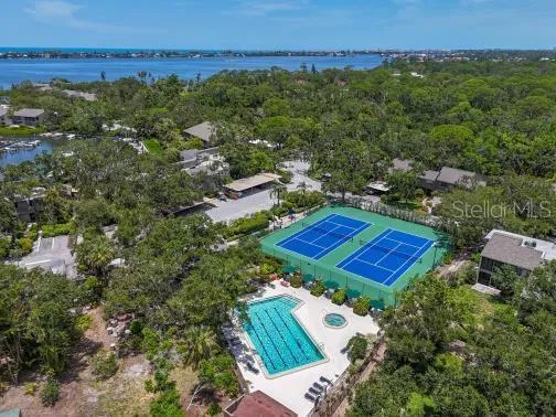 an aerial view of a house