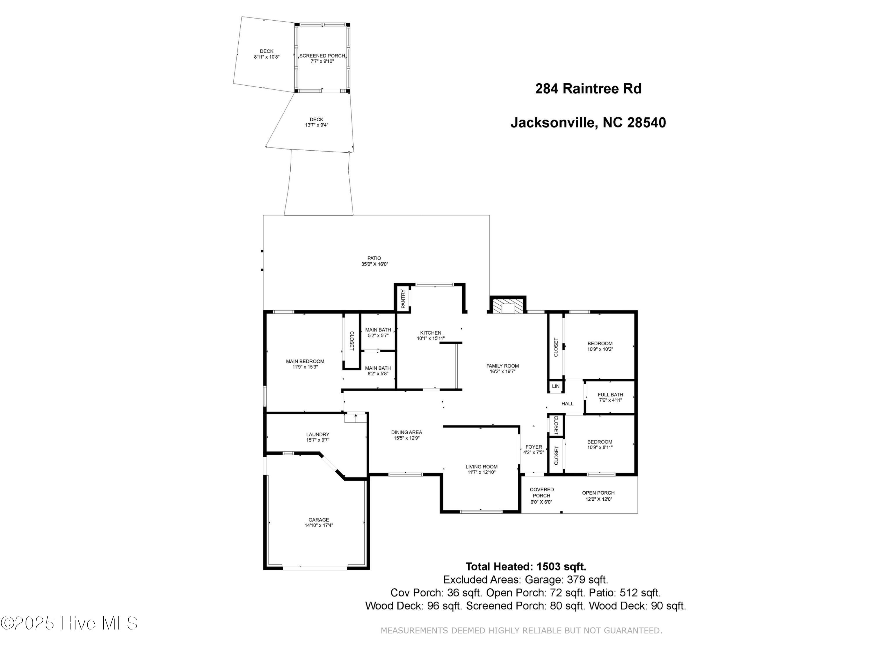 284 Raintree Road Jacksonville, NC 28540 - Photo 2 of 44 mls-Measurements for 284 Raintree Rd