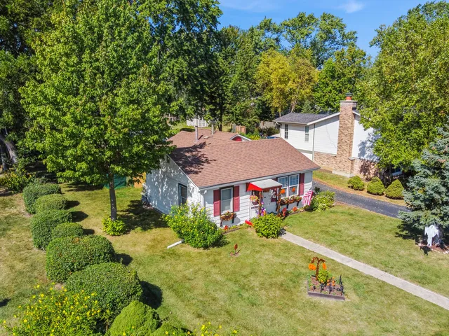 an aerial view of a house
