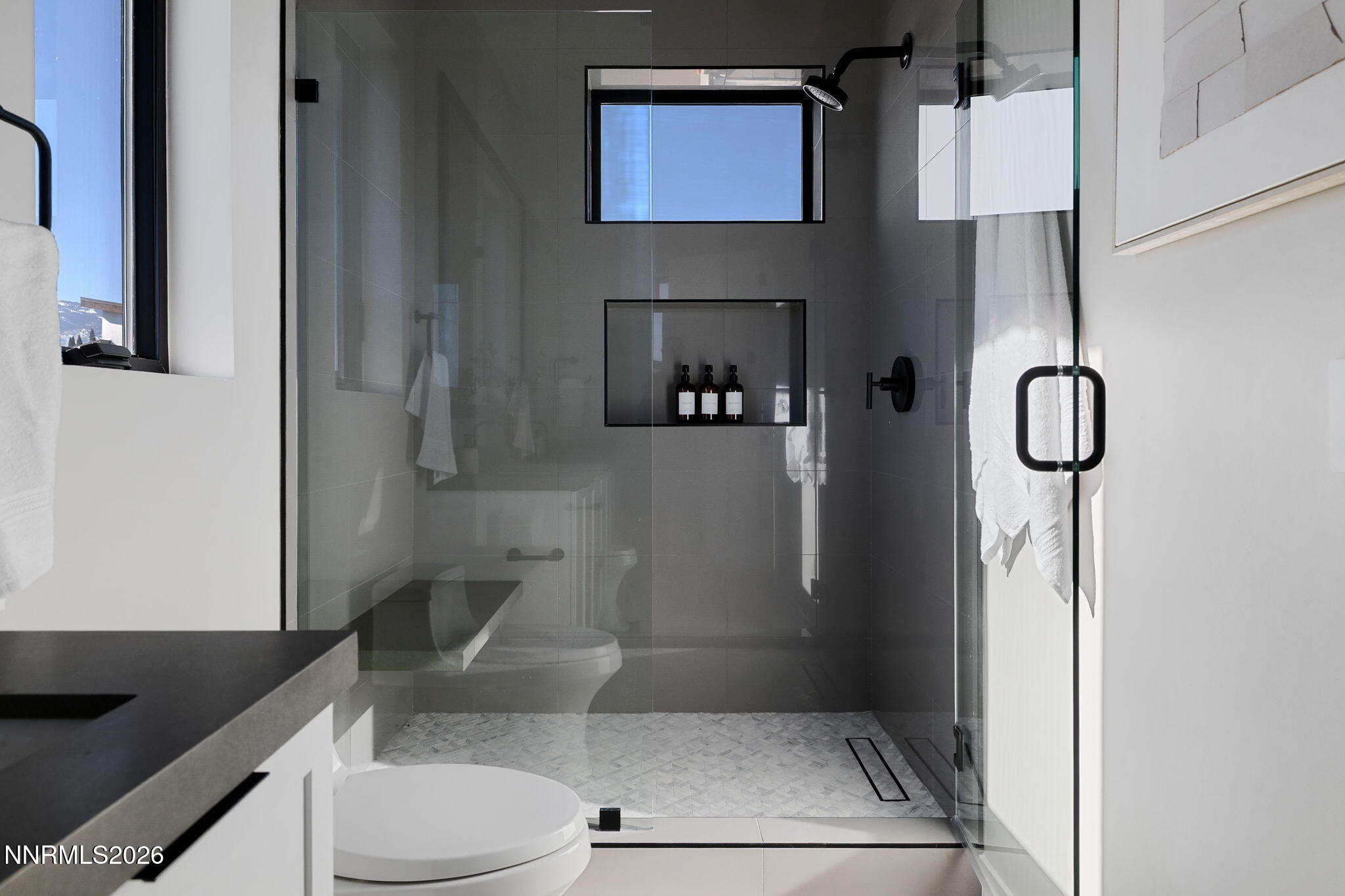 42 Campolina Street Reno, NV 89511 - Photo 41 of 52 a bathroom with a granite countertop sink a toilet and shower