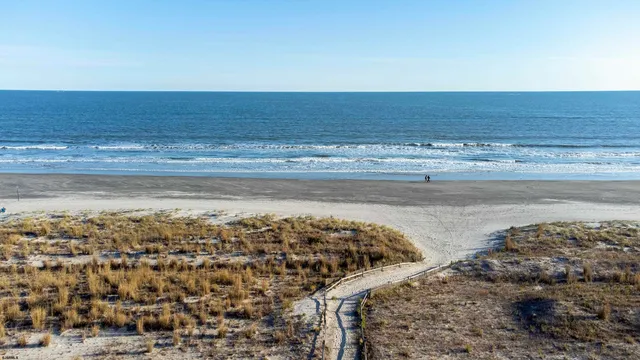 a view of a building with a ocean view