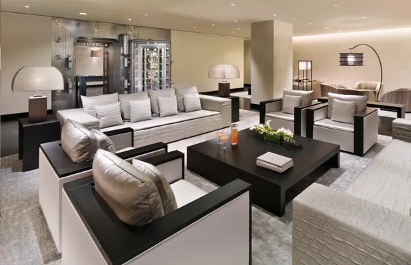 a view of a living room and a kitchen