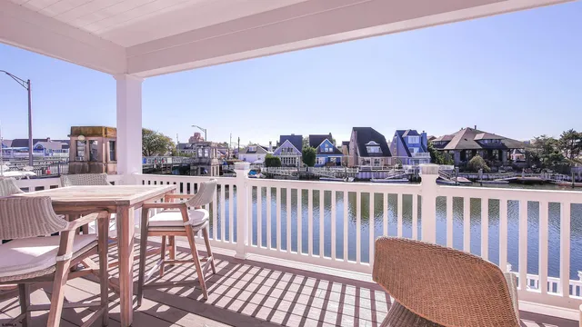 a view of balcony with furniture