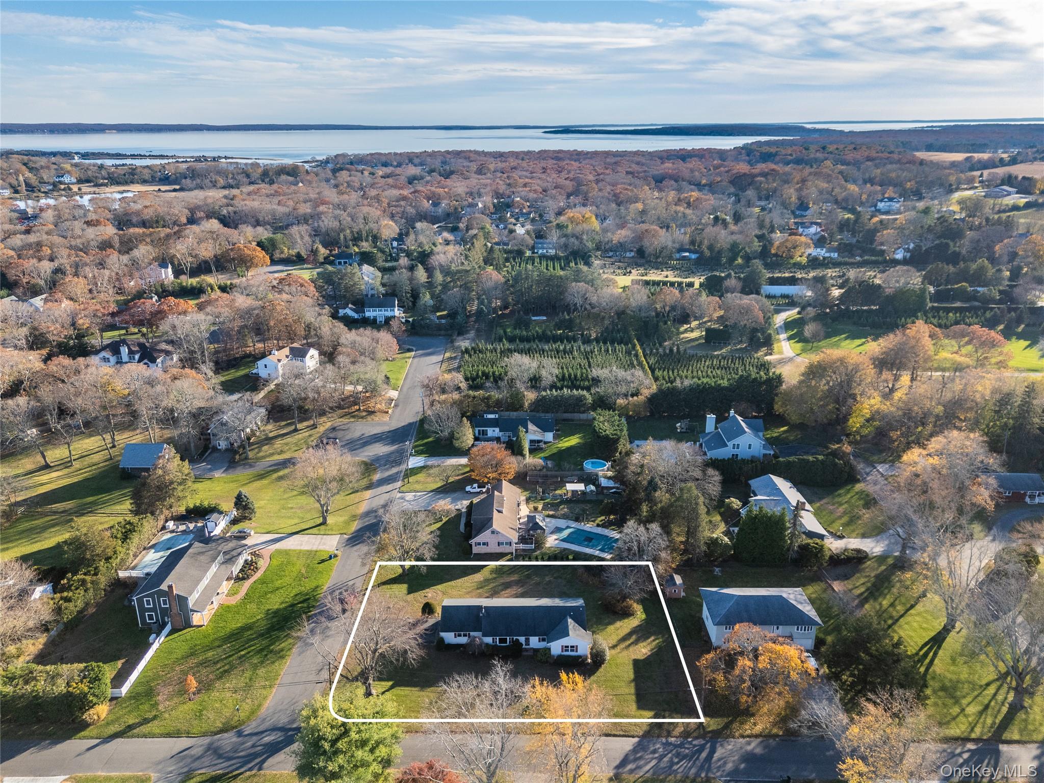 280 Clearview Avenue Southold, NY 11971 - Photo 34 of 41 Aerial overview of property's location with a nearby body of water and property boundaries highlighted