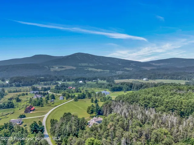 an aerial view of a house