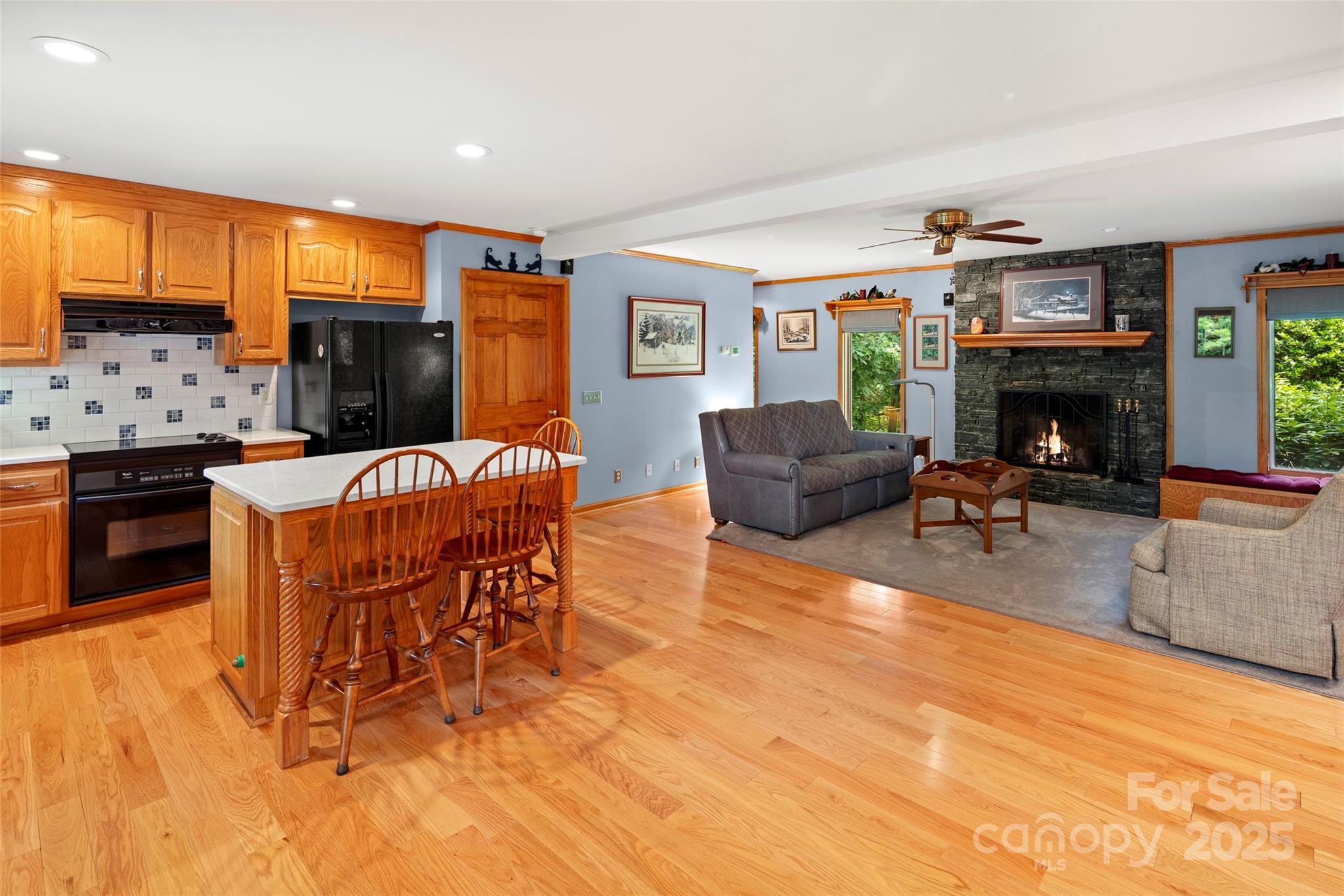 421 North Boundary Road Mill Spring, NC 28756 - Photo 25 of 43 a living room with furniture a fireplace and a flat screen tv
