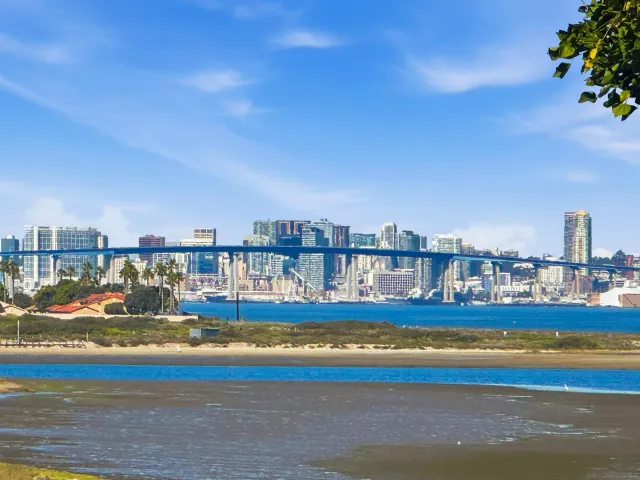 a view of a swimming pool with an ocean view