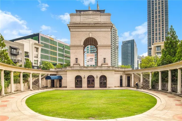 an aerial view of a house with a garden