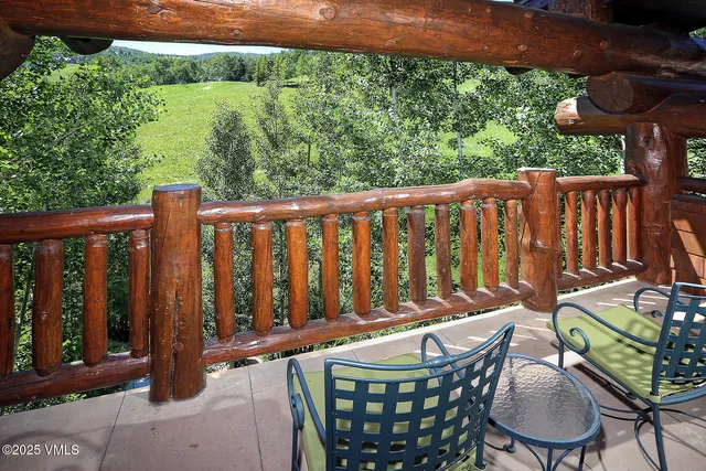 a view of a chairs in patio