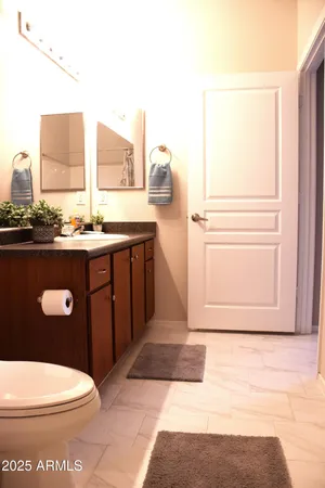 a bathroom with a toilet a sink and a mirror
