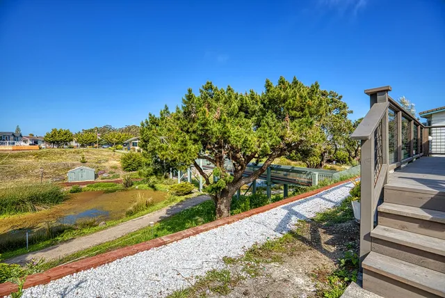 a view of a balcony with potted plants