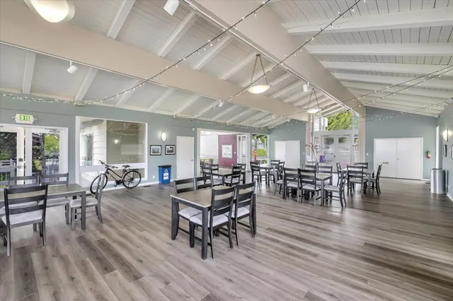 a view of a terrace with furniture