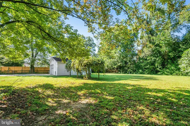 a view of a field with an trees