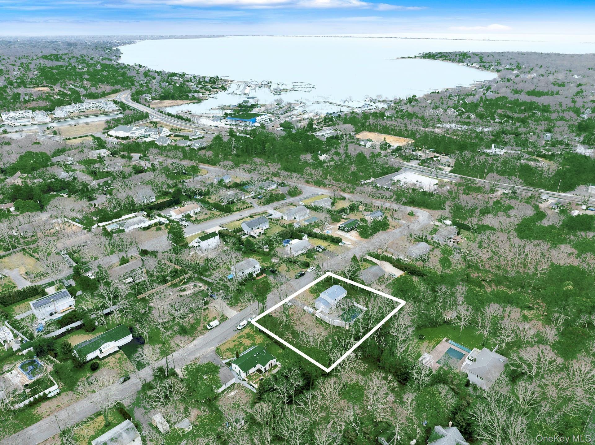 7 George Street Hampton Bays, NY 11946 - Photo 2 of 11 Aerial image of location with digital enhancement
