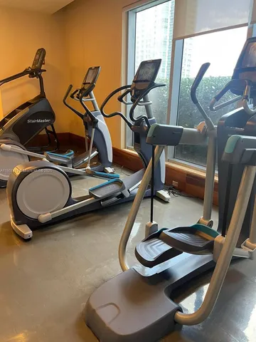 a room with gym equipment