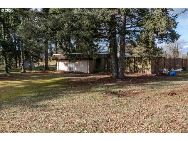 a backyard of a house with lots of green space