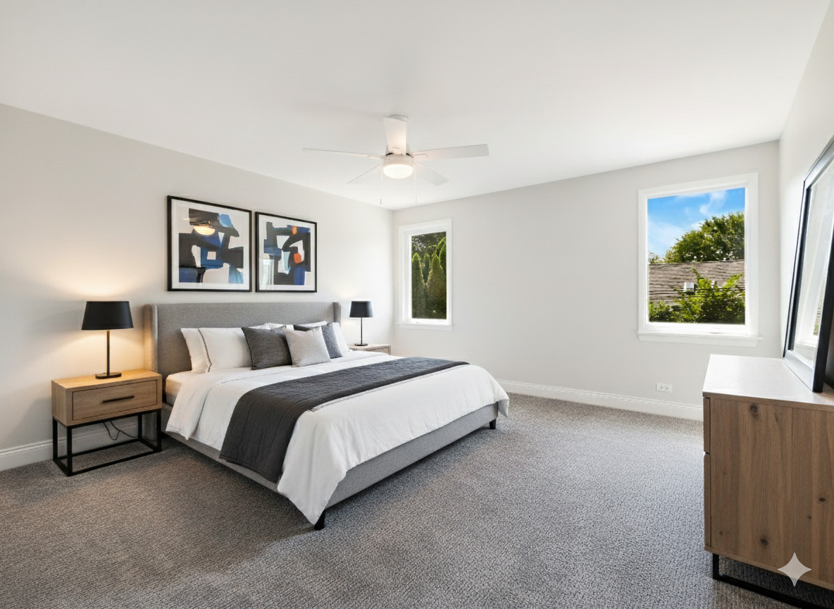 4343 Davis Street Skokie, IL 60076 - Photo 28 of 41 a bedroom with a bed and a painting on the wall