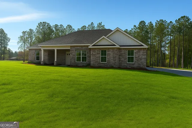 a view of a yard in front of a house
