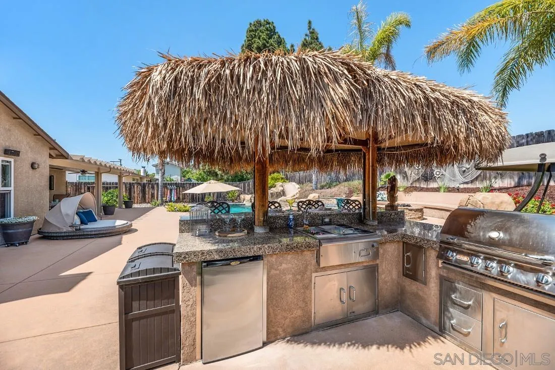 13829 Tobiasson Road Poway, CA 92064 - Photo 40 of 52 a view of a kitchen with kitchen island a stove a chimney and a sink