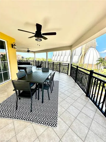 a dining room with furniture