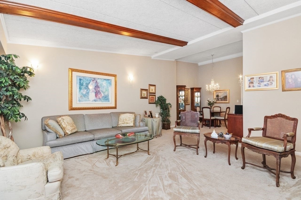 55 Broadlawn Park, Unit 11B Boston, MA 02467 - Photo 7 of 25 a living room with furniture and a potted plant