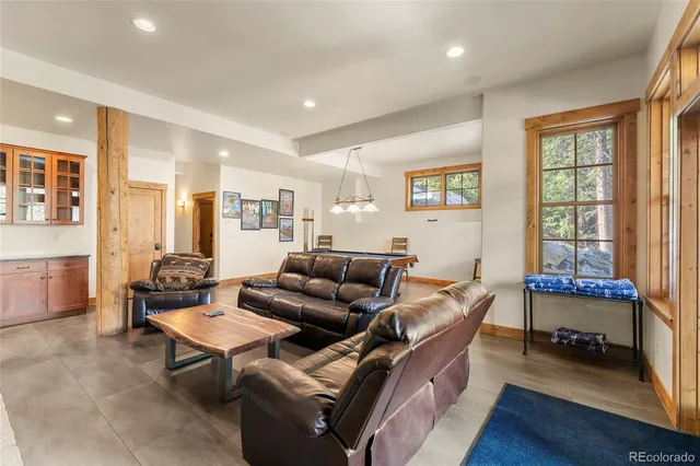 a view of swimming pool from a outdoor seating