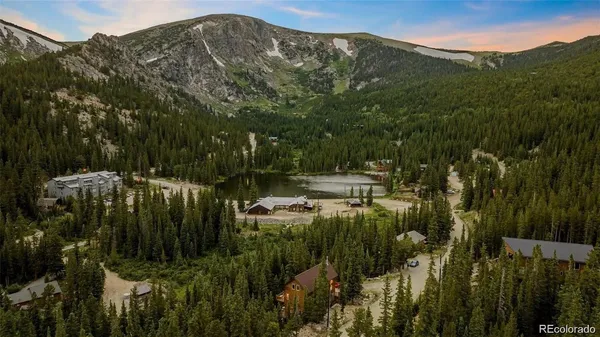 a view of a lake with a mountain in the background