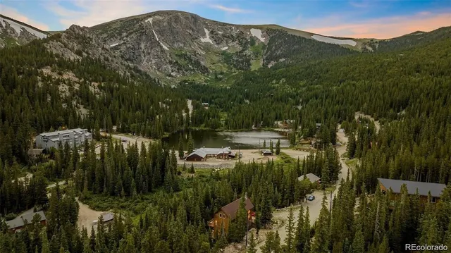 a view of a lake with a mountain in the background