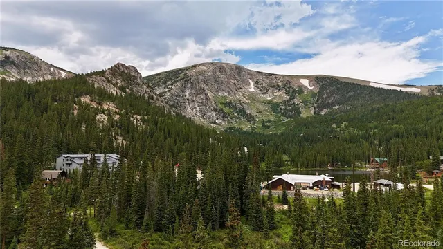 a view of a lake in front of building