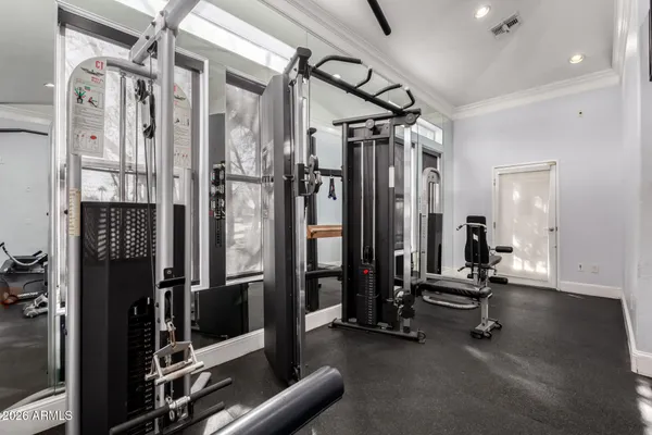 a view of a room with gym equipment
