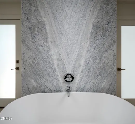 a bathroom with a bathtub