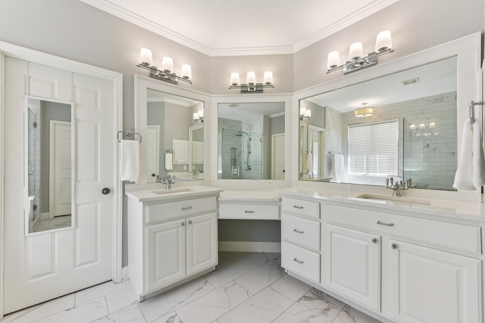 12913 Little Dipper Path Austin, TX 78732 - Photo 9 of 30 a spacious bathroom with a granite countertop sink mirror and shower
