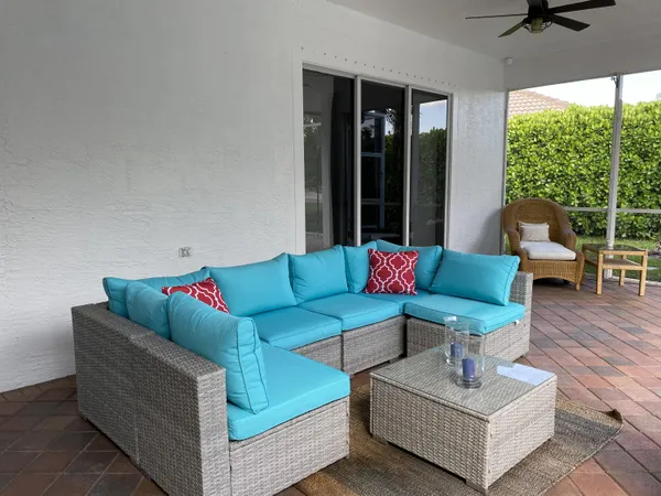 a view of outdoor space with seating