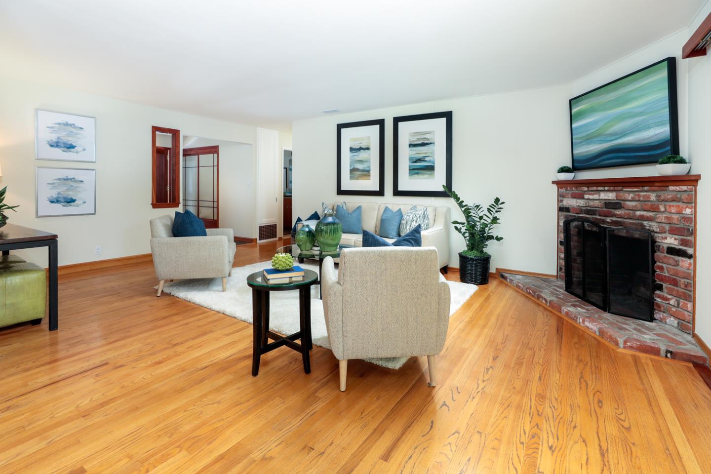 1722 Walnut Drive Mountain View, CA 94040 - Photo 7 of 35 a living room with furniture and a fireplace