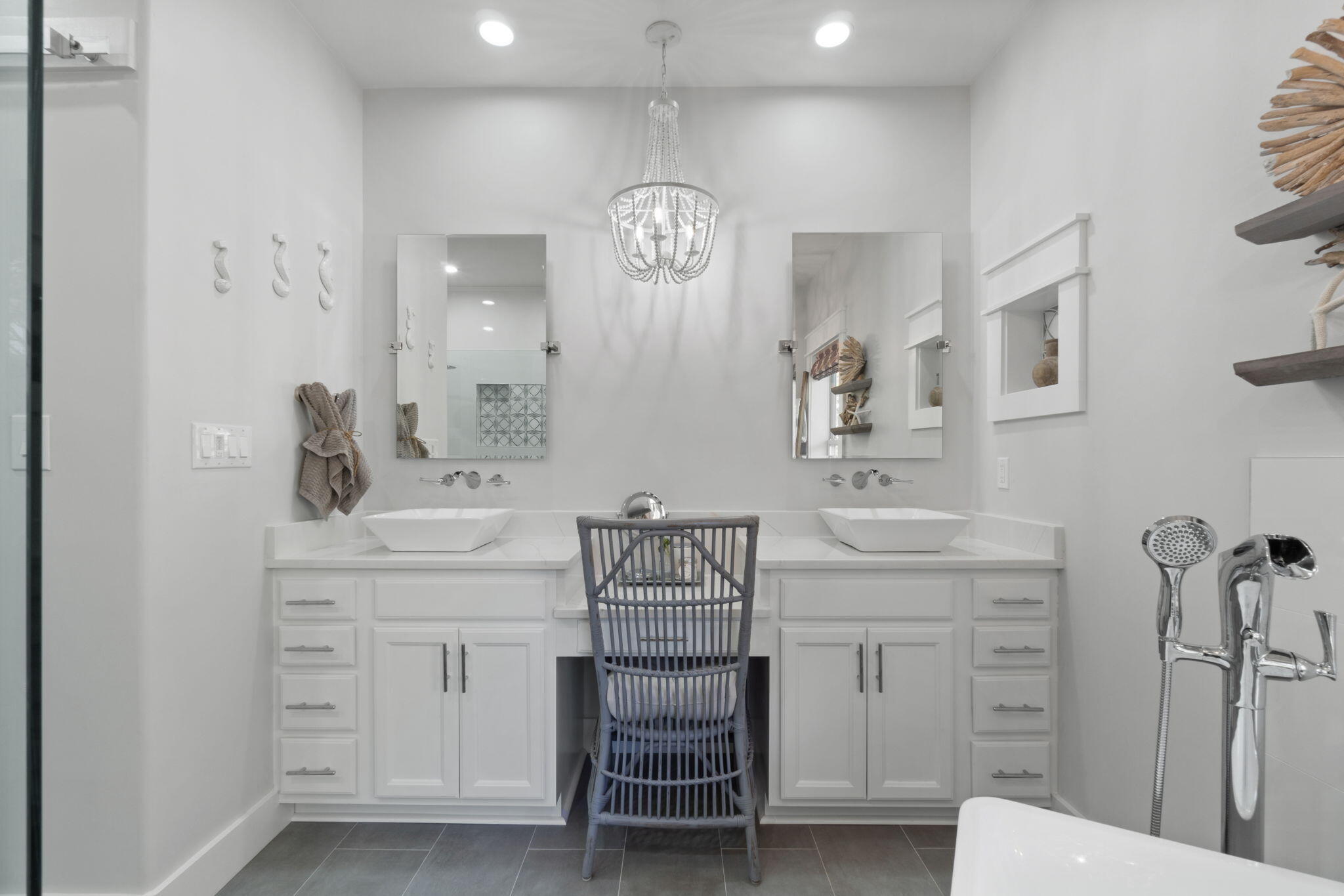 157 Baird Road Santa Rosa Beach, FL 32459 - Photo 54 of 93 a bathroom with a sink a mirror and a shower