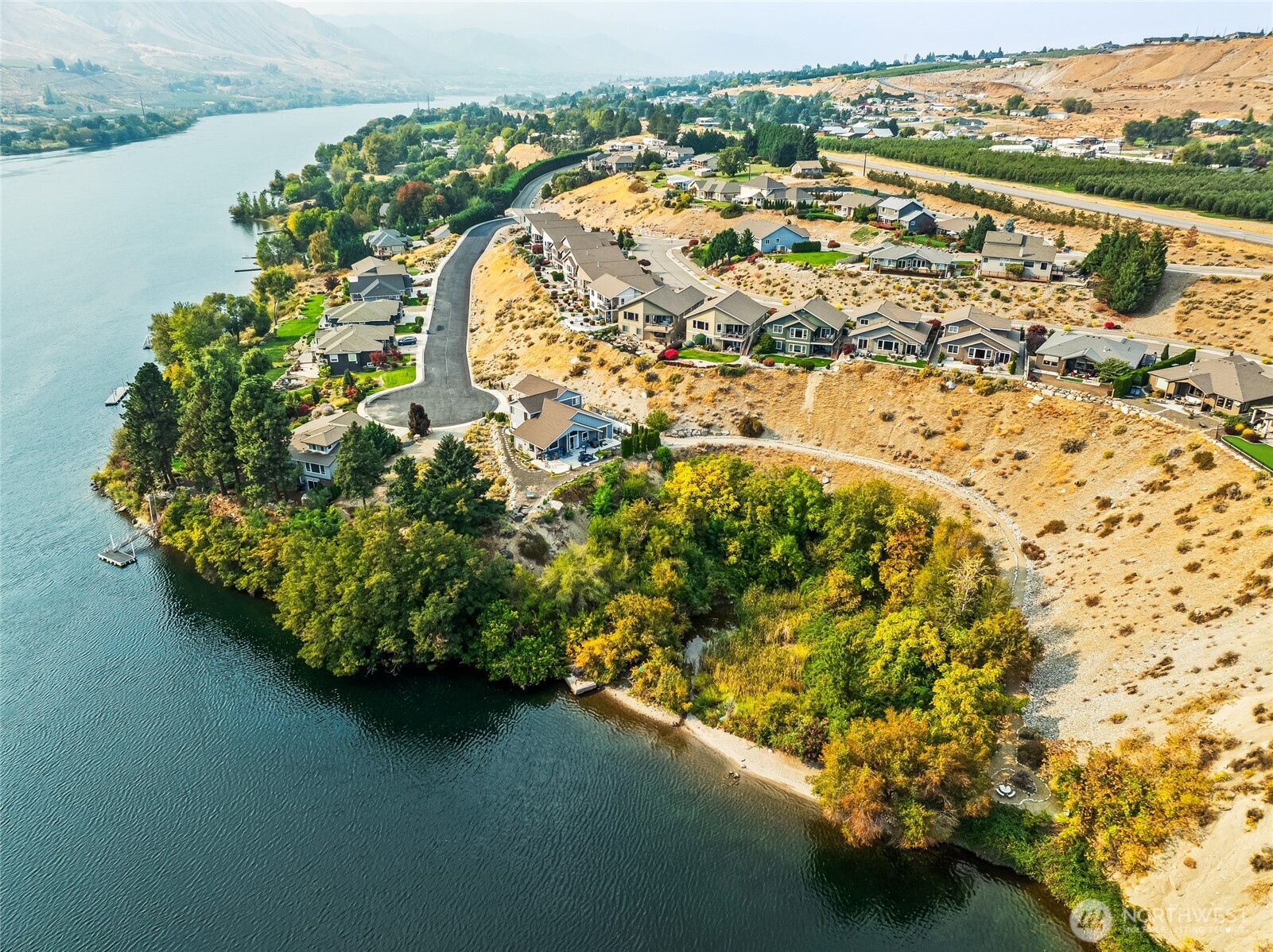 2840 Akamai Way East Wenatchee, WA 98802 - Photo 6 of 39 an aerial view of a house with a lake view