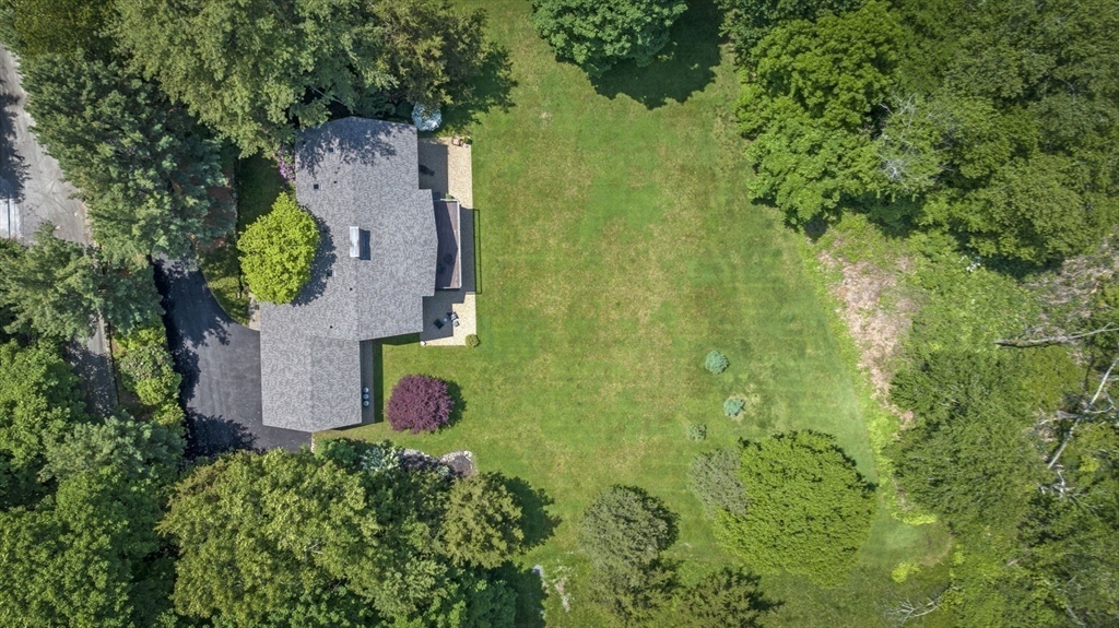 345 Cartwright Road Needham, MA 02492 - Photo 39 of 42 an aerial view of residential house with outdoor space and trees all around