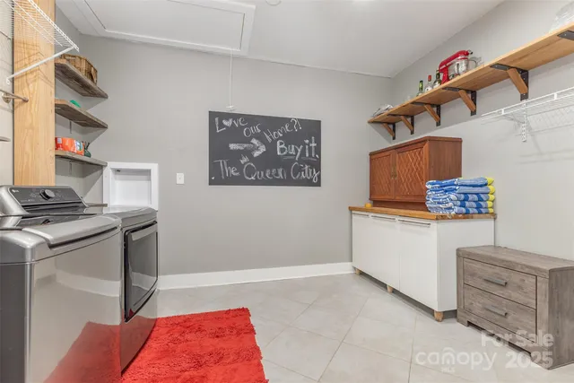 a storage room with cabinets