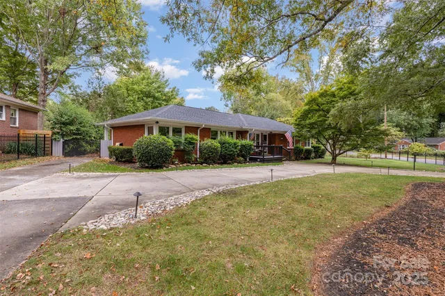 a view of a gate with a street view