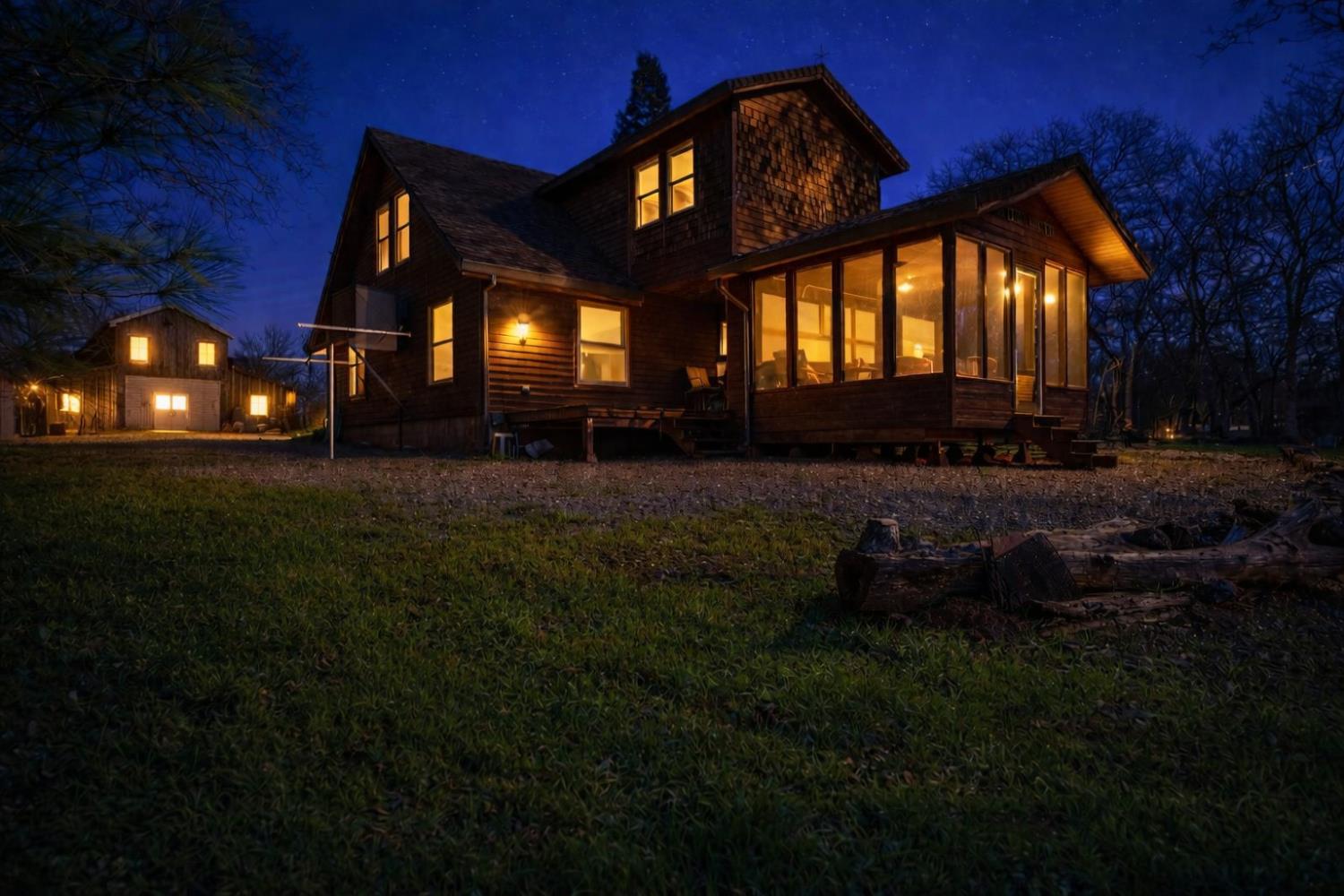 a backyard of a house with lots of green space