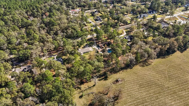 a view of a yard with a tree