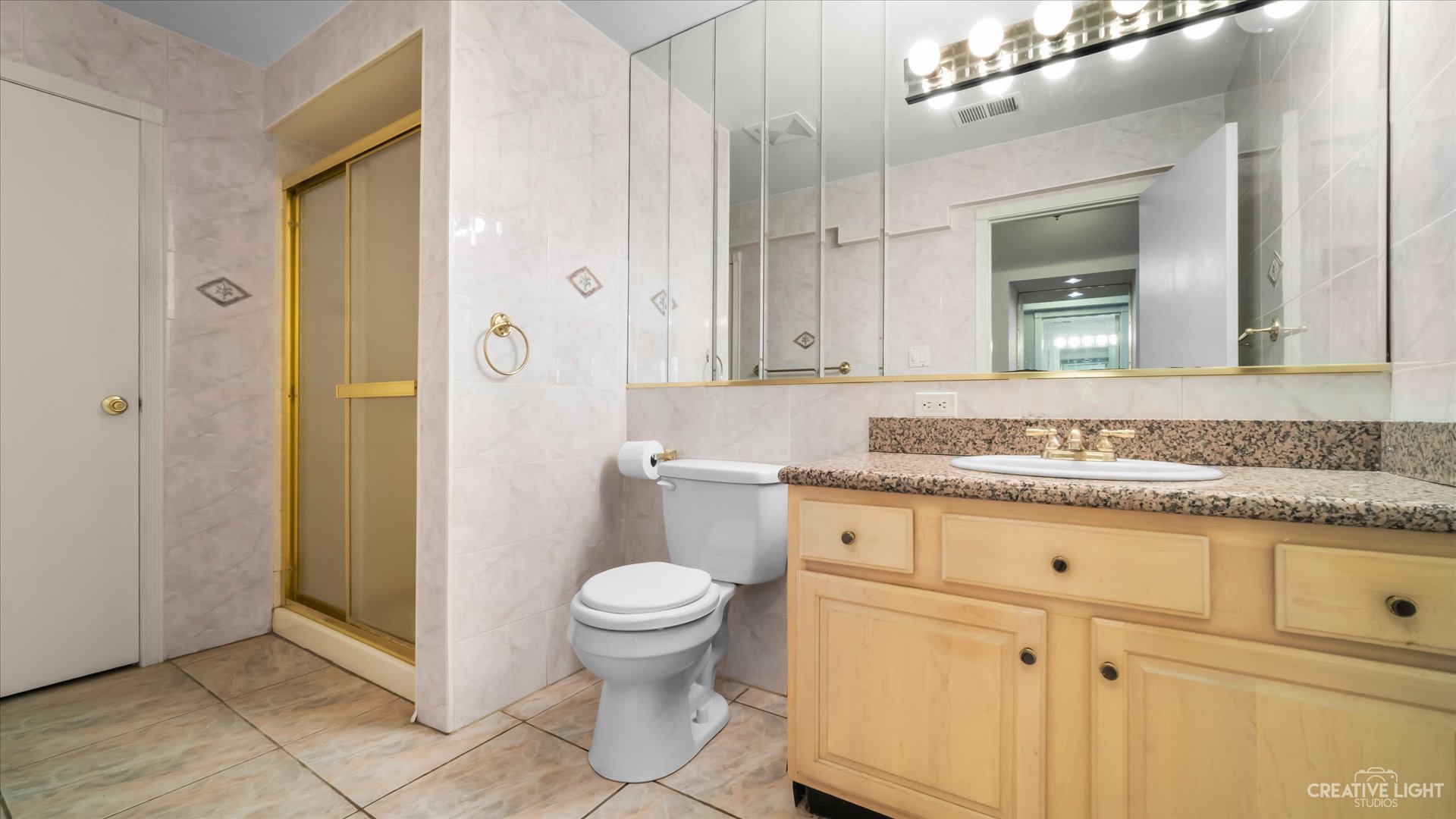 30W400 Army Trail Road Wayne, IL 60184 - Photo 20 of 30 a bathroom with a granite countertop sink toilet and shower