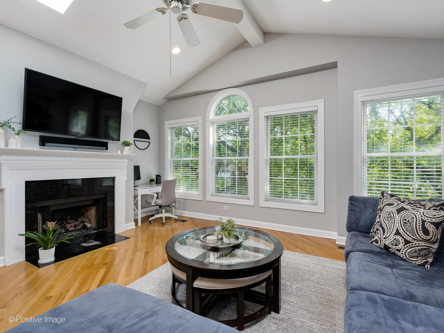 2938 North Damen Avenue, Unit 3 Chicago, IL 60618 - Photo 5 of 22 a living room with furniture a flat screen tv and a fireplace