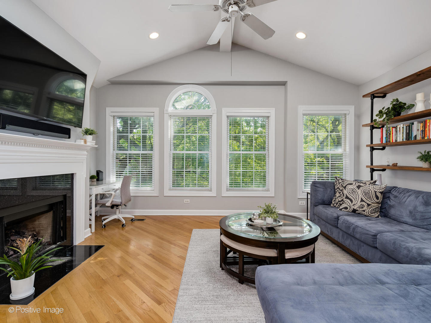 2938 North Damen Avenue, Unit 3 Chicago, IL 60618 - Photo 6 of 22 a living room with furniture fireplace and flat screen tv