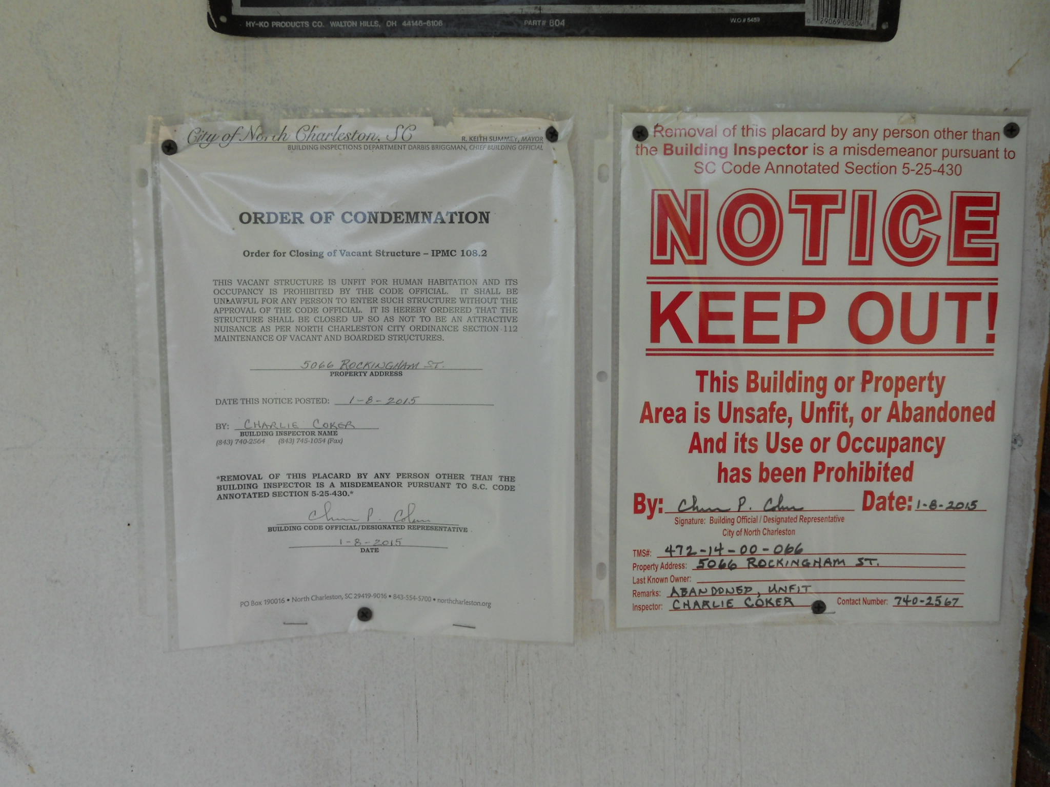 5066 Rockingham Street North Charleston, SC 29406 - Photo 3 of 5 KEEP OUT Notice