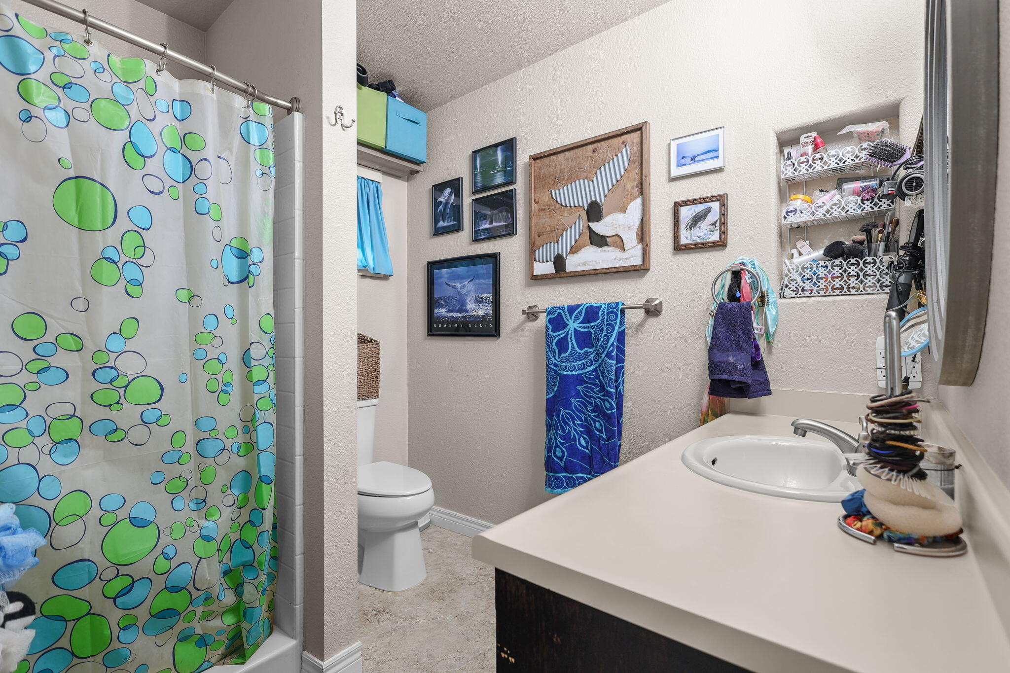 7060 Pit Road Redding, CA 96001 - Photo 10 of 26 a bathroom with a sink toilet and shower curtain