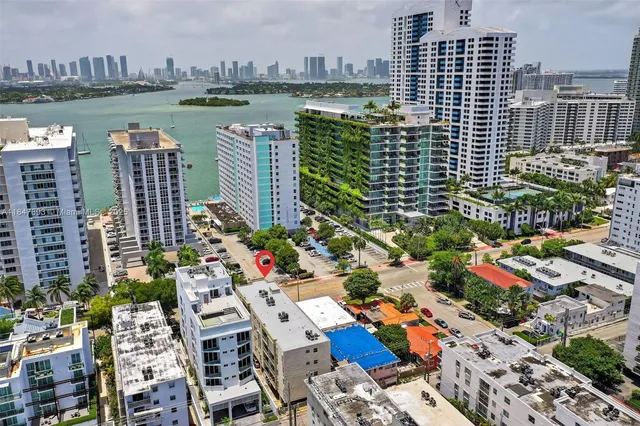 a city view with tall buildings